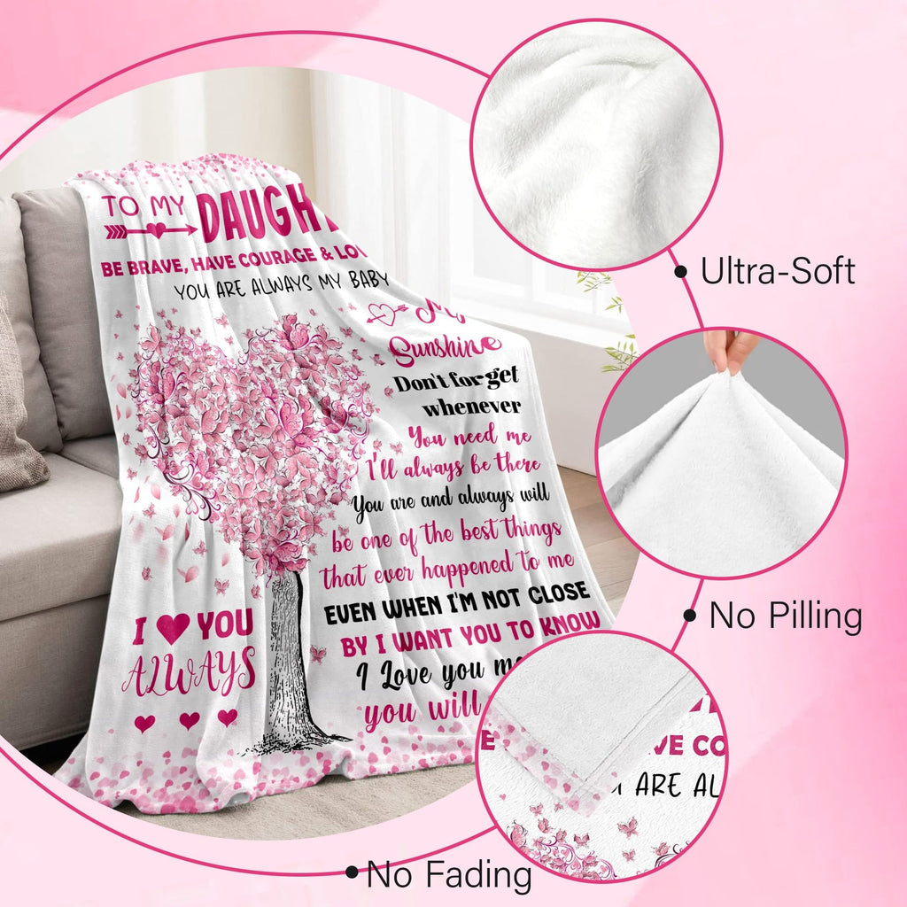 BAOERN Daughter Gifts from Mom Dad - Daughter Birthday Gifts - Easter Gift for Kids - Mothers Day Graduation Gift for Daughter's - Best Daughters Ever Present - to My Daughters Blanket 50"X 60"