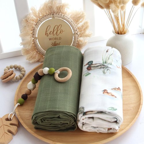 LifeTree Muslin Swaddle Blankets Neutral, Baby Waffle Swaddling Wrap Nursery Blanket for Boys Girls Newborn, 70% Viscose from Bamboo and 30% Cotton