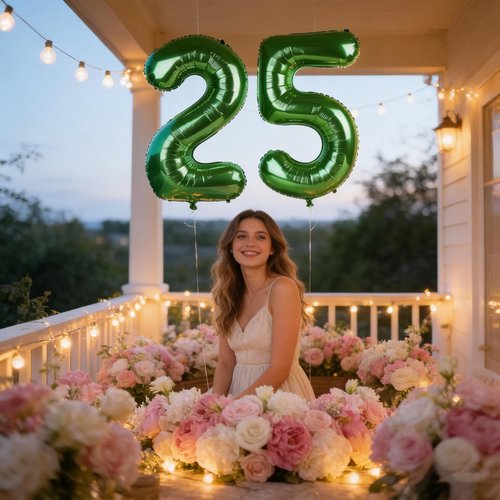 Happy 25th Birthday Decorations | 25 Balloon Numbers - 40 Inch Dark Green Foil for Women