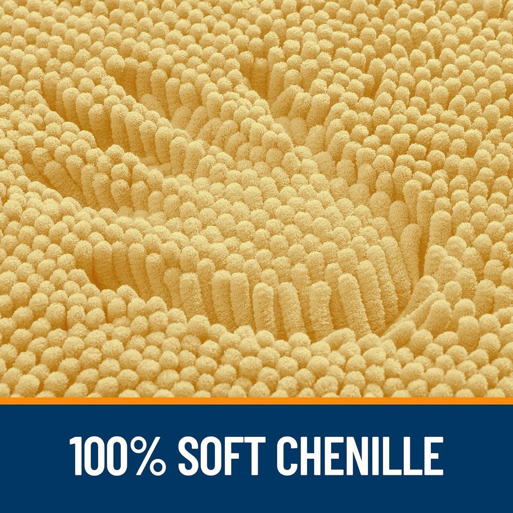 OLANLY U-Shaped Toilet Rug - Extra Soft Chenille, Quick-Dry, Non-Slip Bath Mat | 24x20 Inches, Yellow