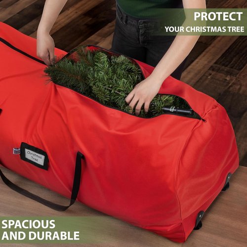 Holiday Cheer Christmas Tree Storage Bag - Heavy Duty Waterproof Bag for 7.5ft Artificial Trees | Durable Wheels & Zipper