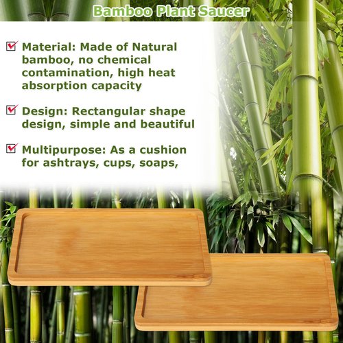 10PCS Mini Bamboo Display Trays - 7"x3.4" Small Decorative Bamboo Trays for Vanity, Plants, Candles, Keys, Soap, Jewelry, Tealight - Not for Serving Heavy Food