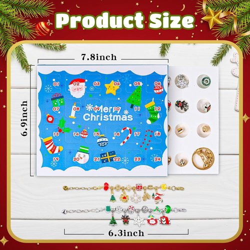 Advent Calendar 2025 | DIY Charm Bracelet & Necklace Set - 24-Day Christmas Countdown Gift for Teens