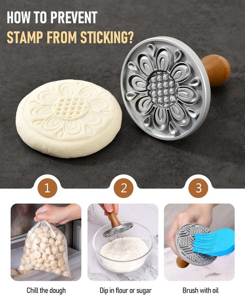 HULISEN Cookie Stamps Set - Metal Cookie Press Molds with Wooden Handle for Easy DIY Baking | Gift-Ready