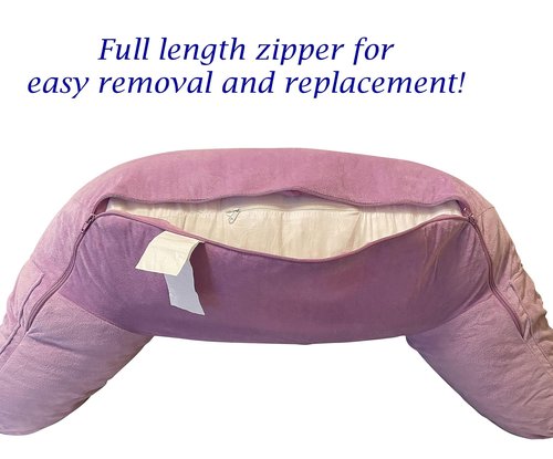 ComfortSpa Reading Pillow Replacement Cover for 19 inch Back Rest Pillow, Polyester Velour Machine Wash and Dry (Lavender)