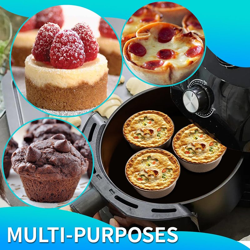 Yomvzake Air Fryer Jumbo Muffin Pan, Egg Cupcake Pan 4 Inch Air Fryer Hamburger Bun Mold, 6 Pack Non-Stick Egg Baking Pan Individual Pazookie Mini Cake Pans for Baking