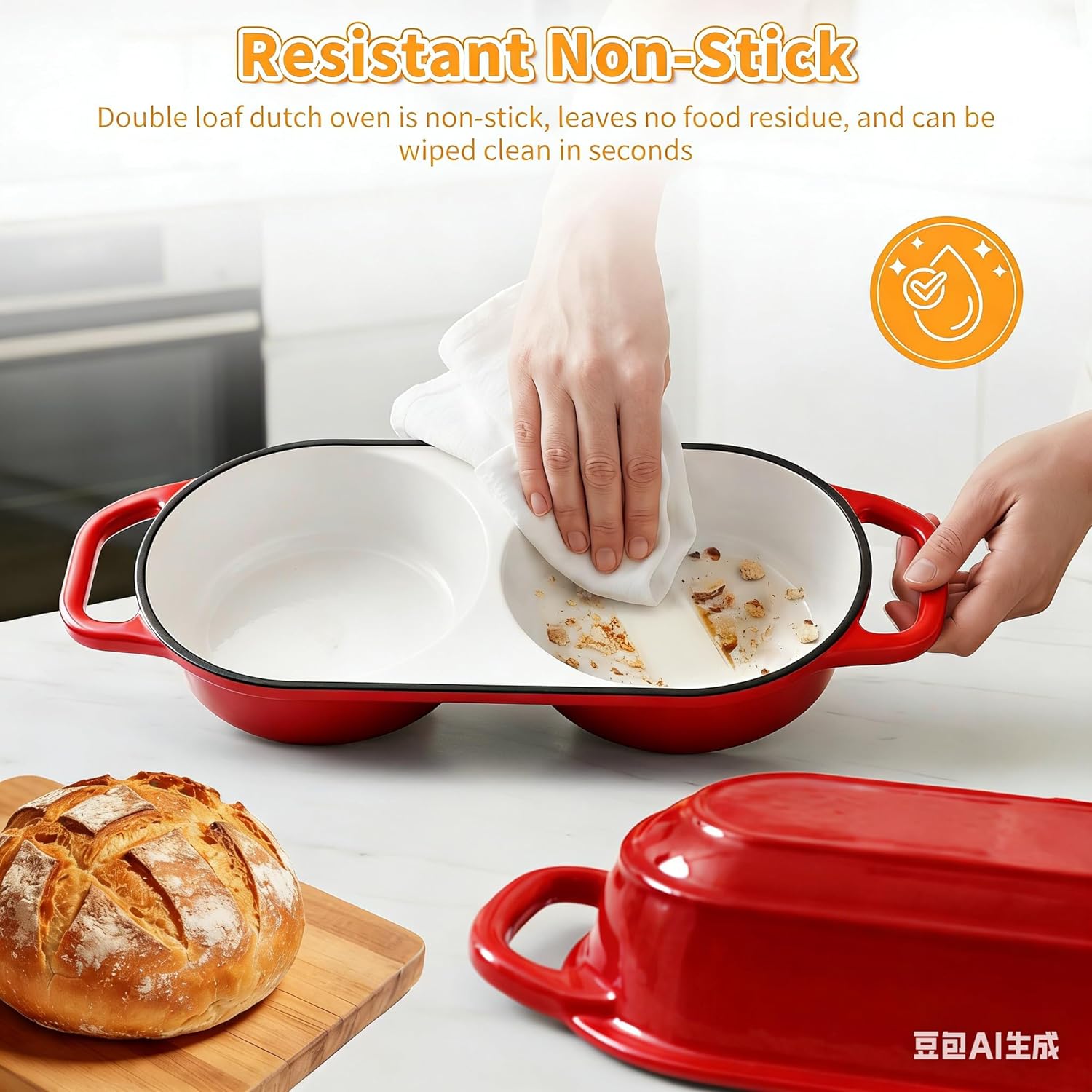 Skiennix Mini Double Dutch Oven - Enameled Cast Iron 2.2QT Pot for Sourdough Baking | Oven Safe to 500°F