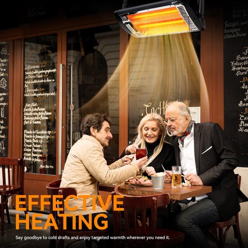 BEYOND HEAT Electric Garage Heater 120V, 750/1500W Ceiling Mount Space Heater for Garage, Shop, Patio with 90° Adjustable Tilt, Dual Quartz Radiant, Safety Metal Grille and Overheat Protection, 1-Pack