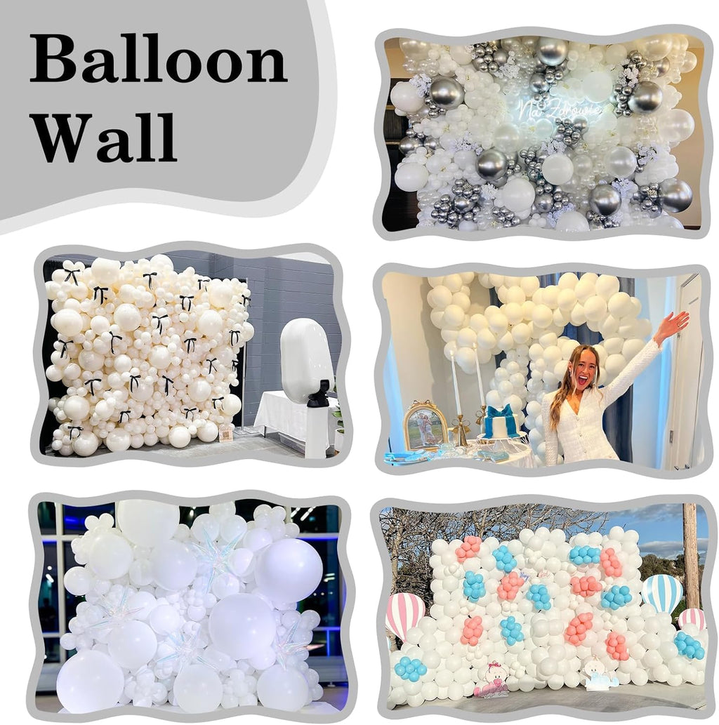 Skiennix White Linking Balloons - 120 Pcs 6-Inch Latex for Birthday & Wedding Decorations