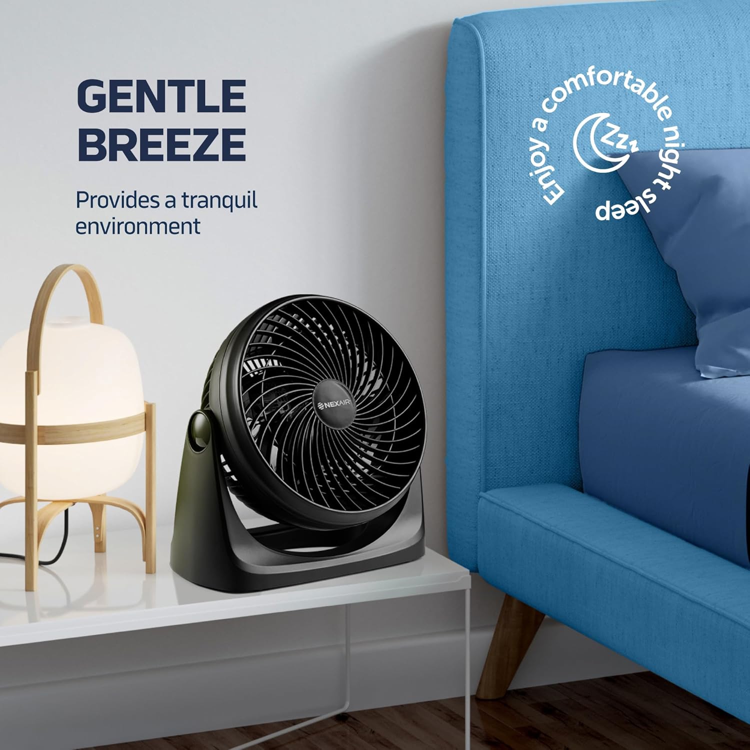 NEXAIR 7" Portable Turbo Fan - 3 Speed Adjustable Air Circulator for Quiet Cooling | Ideal for Bedroom & Office