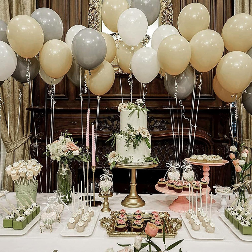 PartyWoo Cream Balloons - 120 Pcs in Beige, Ivory & Nude for Boho Fall Parties | 5-18 Inch Sizes