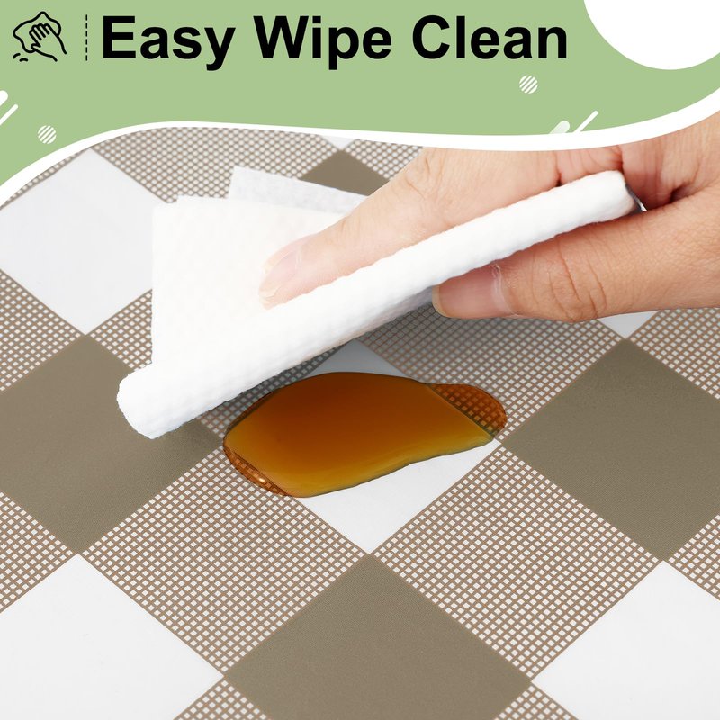 misaya 8 Packs Buffalo Disposable Table Cloth, 54 x 108 Inch Waterproof Plastic Tablecloth, Rectangle Khaki and White Checkered Table Covers for Picnic, Birthday, Party