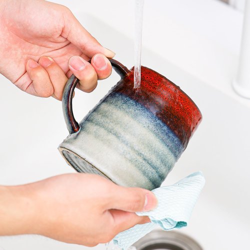 Mkour 23oz Extra Large Ceramic Coffee Mugs, Handmade Cup, Big Tea Cups with Large Handle for Office and Home, Microwave and Dishwasher Safe (Crystal Green)