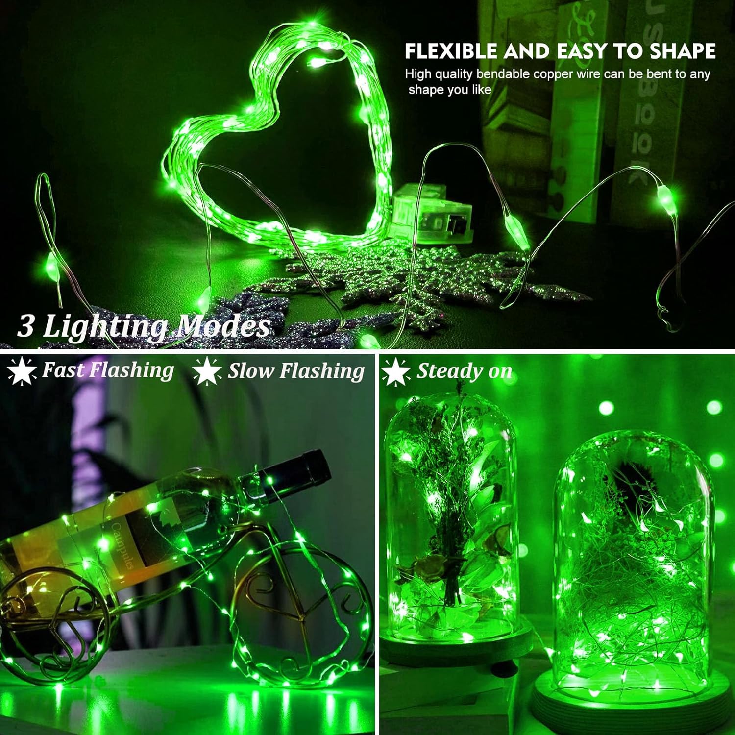 AIKEI LED Fairy Lights - 6 Pack Battery Operated Mini String Lights | Waterproof 7ft 20 LED for Weddings, Parties, and Christmas Decor