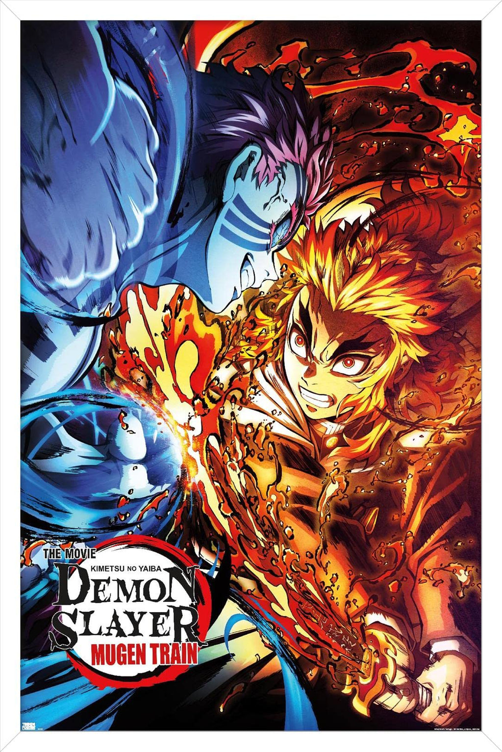 Trends International Demon Slayer: Mugen Train - Versus One Sheet Wall Poster, 14.725" x 22.375", White Framed Version