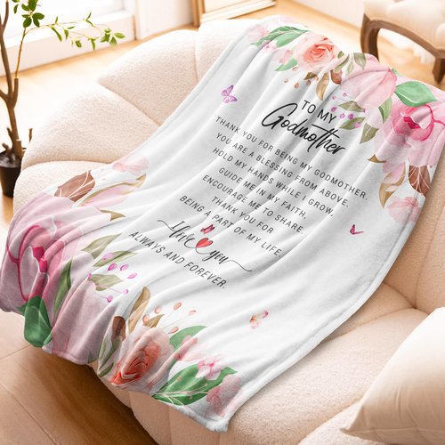 Sunhygge Godmother Gift Blanket 60"x 50" - God Mother Gifts for Women - Godmother Gifts from Godchild - God Mom Gifts from Godson/Goddaughter - Best Godmom Gifts