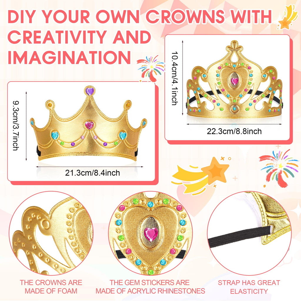 Sotiff 150 Pieces Foam Crowns Set for Kids Princess Tiaras Crowns Making Kits 90 Pcs Foam Princess Crowns and 60 Sheets Crystal Diamond Sticker for Kids' Party Supplies Decoration