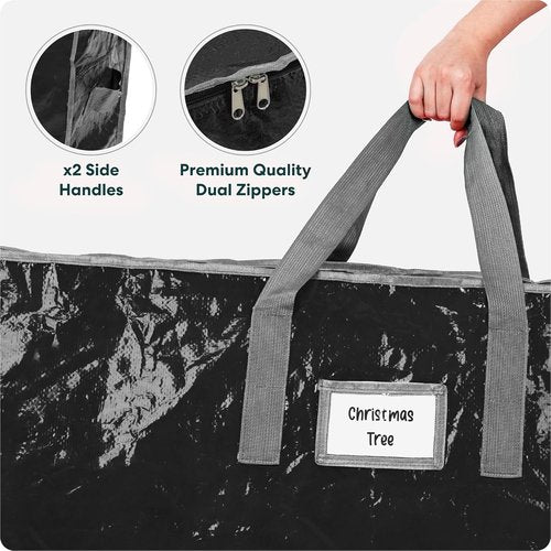 Christmas Tree Storage Bag | Durable Waterproof Zippered Bag for 9-Foot Artificial Trees - Protects Against Dust & Moisture (Black)