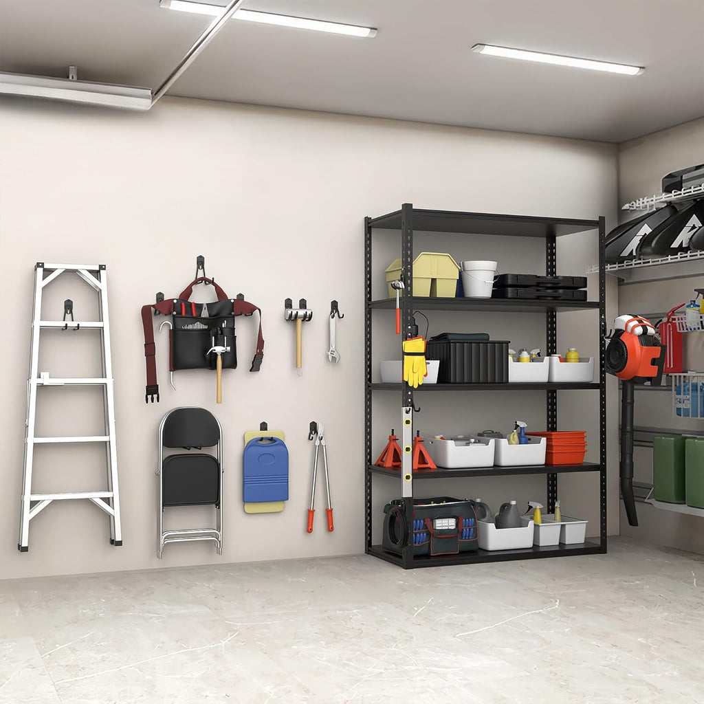 TORACK Garage Storage System Hooks - 15 PCS Wall Mount Utility Hooks for Tools, Ladders & More | Black