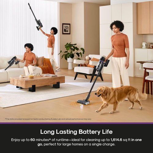 Eureka Cordless Stick Vacuum Cleaner - ReactiSense 440 with 60-Minute Runtime | Anti-Tangle Brushroll for Pet Hair & Carpets