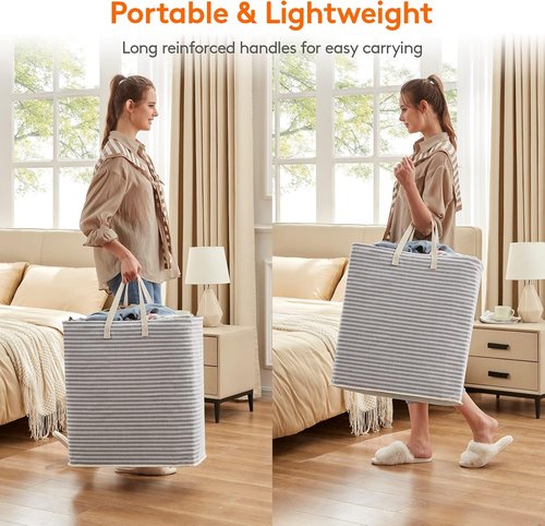 Lifewit Laundry Basket - 100L Collapsible Clothes Hamper with Reinforced Handles | Waterproof Design in Grey