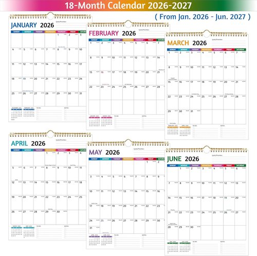 2026-2027 Wall Calendar | Large Blocks & Thick Paper for Easy Organization - 11.5 x 14.5 In
