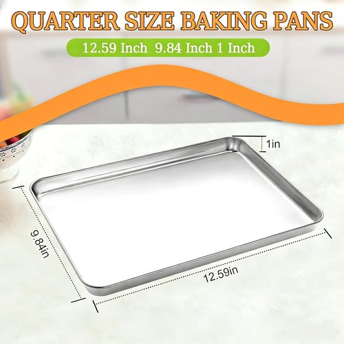 CEKEE Stainless Steel Baking Sheets - Heavy Duty 2-Piece Set, Easy Clean, 12.59 x 9.84 x 1 Inch