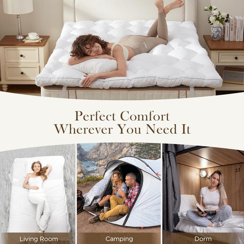 Decroom 3 Inch Memory Foam Mattress Topper Twin Size for Back Pain Relief, Thicked Down Alternative-Lined Mattress Pad，Filled with Breathable & Soft Memory Foam Pillow Top, 75x39x3 Inch