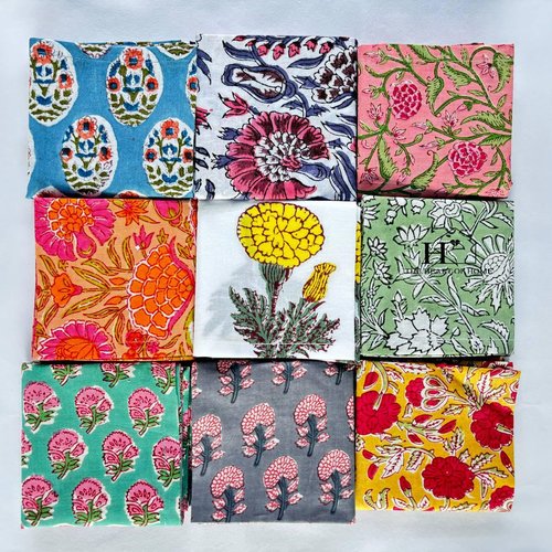 Assorted Mix and Match Hand Block Floral 100% Cotton Cloth Napkins Perfect for Kids,Wedding Events,Home Parties and Dining Table-Zero Waste Napkins