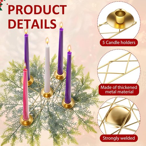 Jingmore Christmas Advent Candle Wreath Ring - Metal Holder for Pillar Candles | Rustic Table Centerpiece Decor