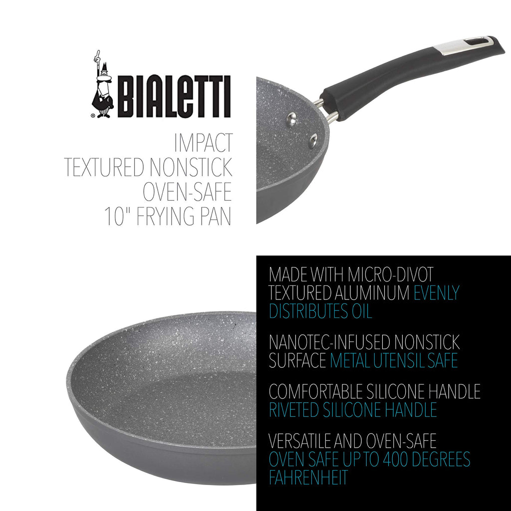 Bialetti Impact Textured Nonstick Oven-Safe 10in Frying Pan, Gray