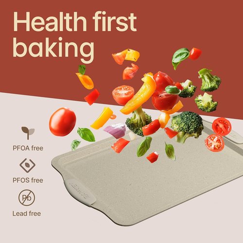 BAKKENMASTER 6-Piece Nonstick Baking Pan Set - Professional Carbon Steel Bakeware with Marble Coating & Silicone Handles