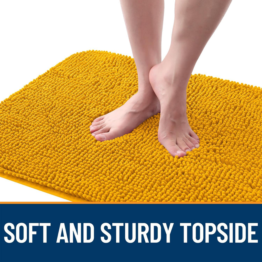 OLANLY Dog Door Mat - Absorbent Non-Slip Washable Chenille Mat for Muddy Paws | 45x27 Inches, Golden Yellow
