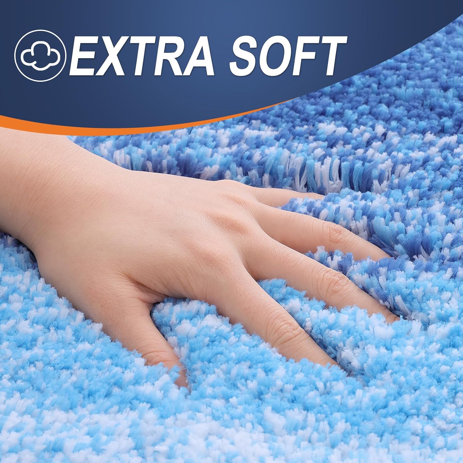 OLANLY Large Bath Rugs - Extra Soft Microfiber, Quick Dry & Washable | Light Royal Blue 50x30
