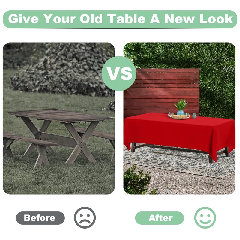 ABCCANOPY 2 Pack Rectangle Polyester Tablecloth 90 x 132 Inch Indoor Outdoor Stain-Resistant Washable Heavy-Duty Fabric Table Cover Elegant Home Decor Red