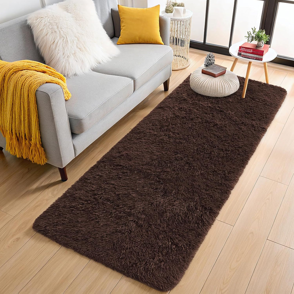 OLANLY 2x8 Machine Washable Runner Rug - Soft Fluffy Shaggy Design for Bedroom, Hallway & Nursery Decor
