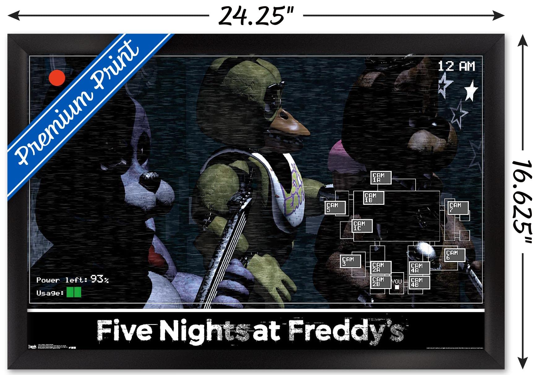 Trends International Five Nights at Freddy's - Show Stage Wall Poster, 14.725" x 22.375", Black Framed Version