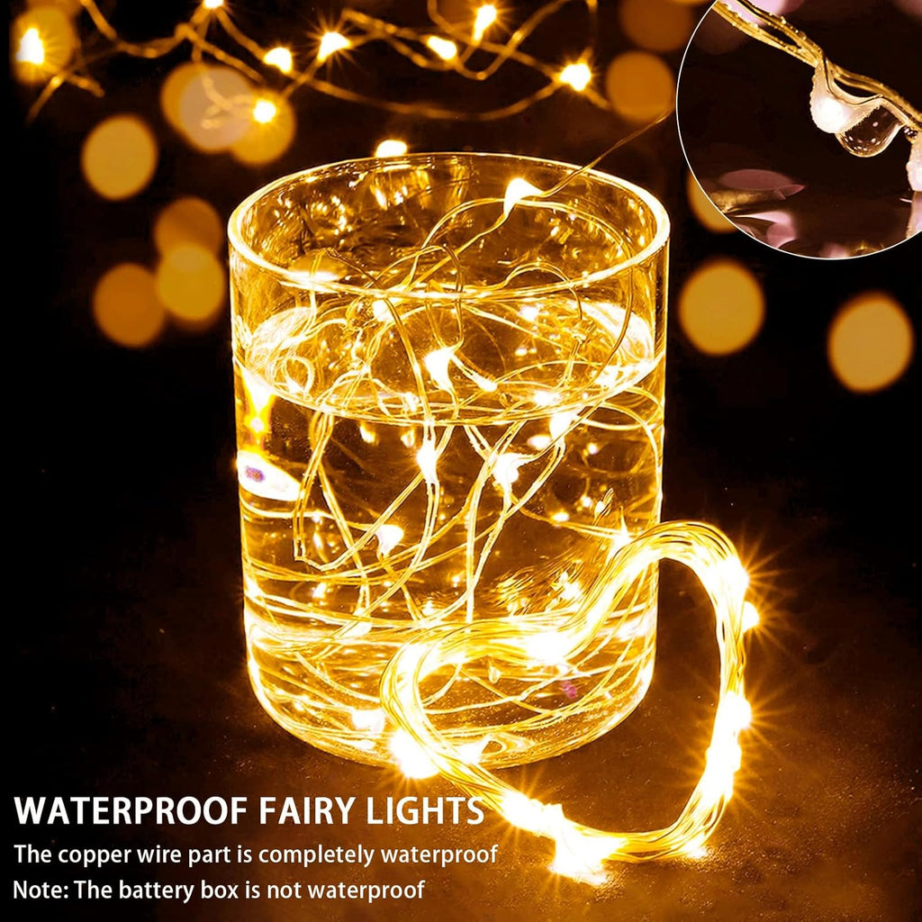 Skiennix 20 LED Fairy Lights - 7Ft Twinkle String Lights, Battery Operated & Waterproof | Yellow for Parties & Weddings