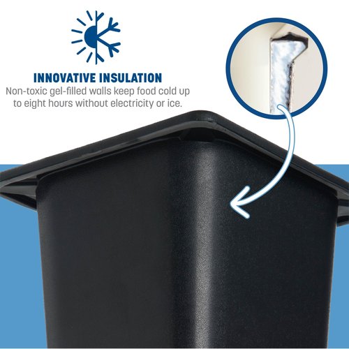 Carlisle FoodService Products CM110503 Coldmaster ABS High Capacity Sixth Size Food Pan, 1.70 qt Capacity, 6-7/8" Length x 6-1/4" Width x 6-3/8" Height, Black