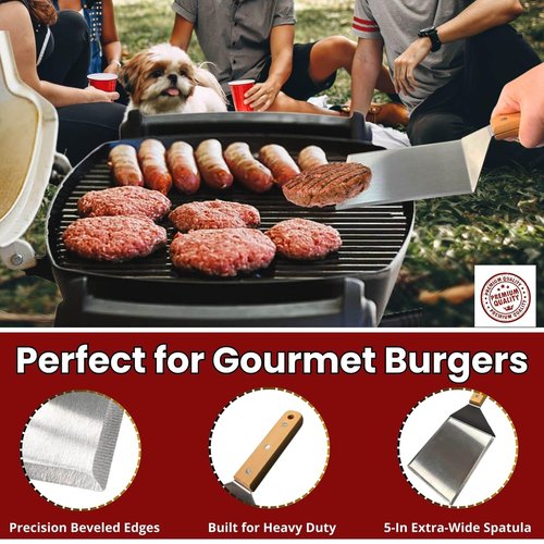 Gamalou® Smashed Burger Press BBQ Kit: 7" Round & 8.2x4.3 Rectangle Cast Iron Bacon Press, 3 in 1 Patty Maker, Spatula 6x5”, Burger Press Griddle Set for Blackstone, Traeger, Grills, Fry Pan