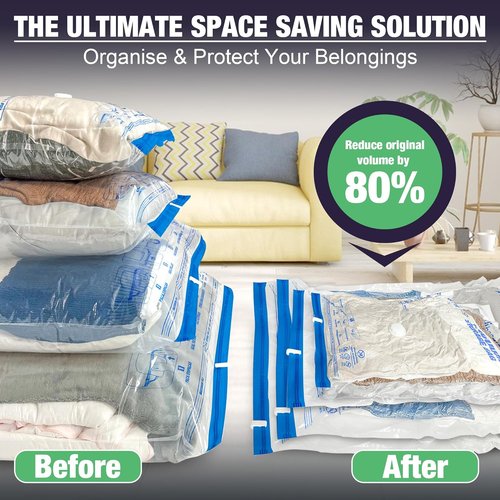 HIBAG 15 Jumbo Vacuum Seal Bags - Ideal for Clothing, Comforters & Bedding Storage (15J)