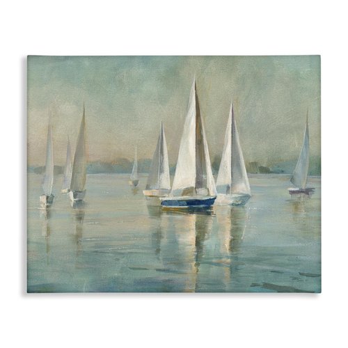 Stupell Industries Traditional Sailboats Water Lake Relaxed Nautical Painting, 24 x 30, Canvas
