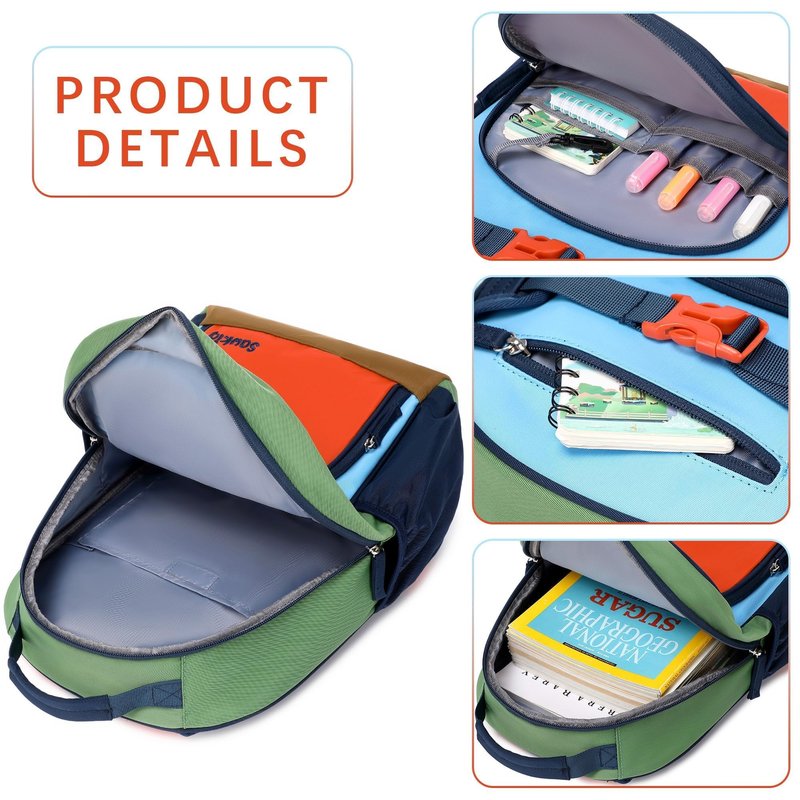 Sawkig Cute Mini Toddler Backpacks for Boys 2-4 Little Kids Backpack Preschool Bookbag (Orange Blue)