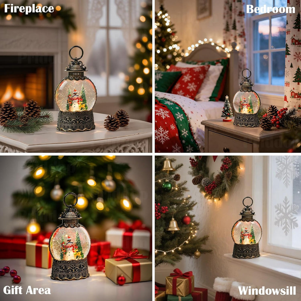 Priddop Snowman Snow Globe | Musical Christmas Decoration with Glitter Snowfall - 10.6 Inch