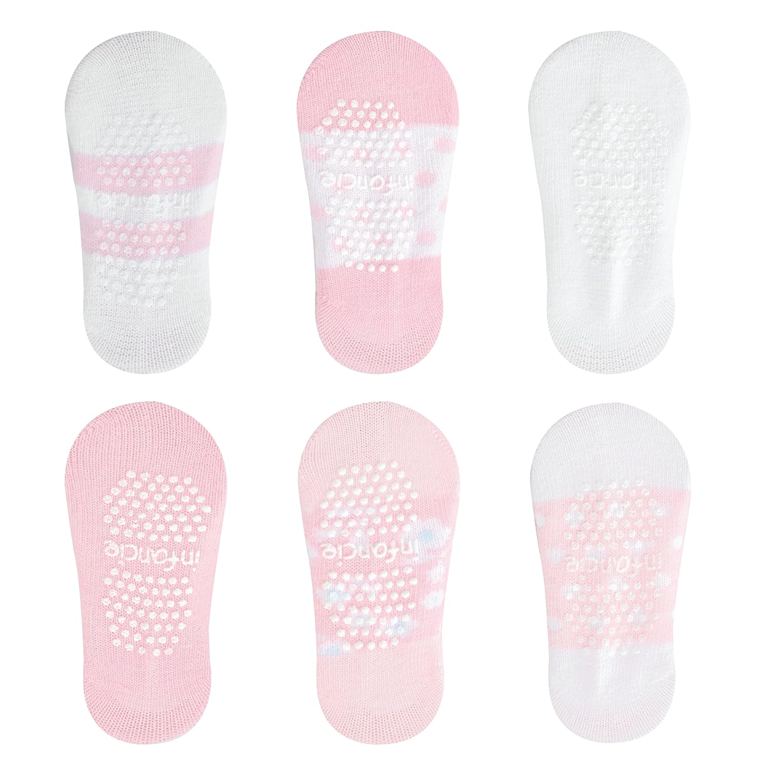 Skiennix Organic Cotton Baby Socks - GOTS Certified, Soft & Breathable | 6 Pairs for Newborn Girls 0-6 Months