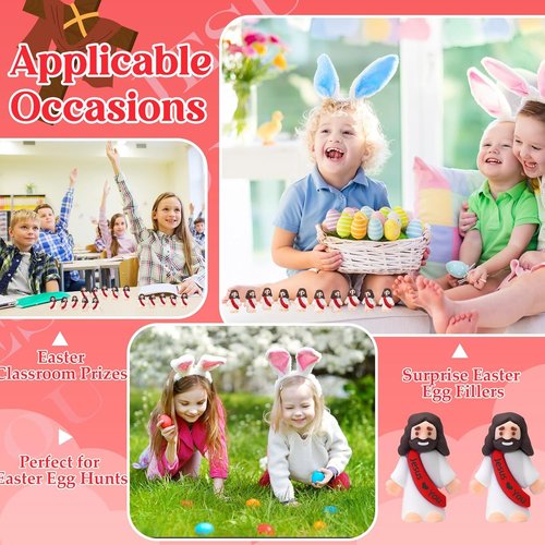 Bememo Mini Jesus Figures - 50 Pcs Christ Toys for Sunday School & Religious Parties | Red