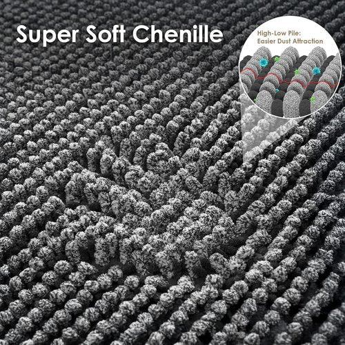 EHEYCIGA Super Absorbent Dog Door Mat - Quick-Dry Chenille, Non-Slip, 30x20 Inch, Grey