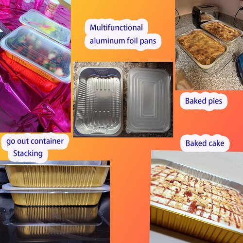 Gold Aluminum Foil Baking Pans - Heavy-Duty Disposable Containers with Lids | 9"×13" (10 Pack)