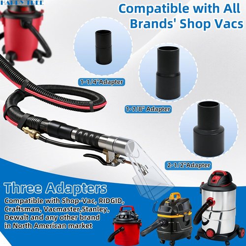 Happy Tree Universal Shop Vac Hose Kit - 25ft Wet-Dry Extraction Adapter for Upholstery & Auto Detailing