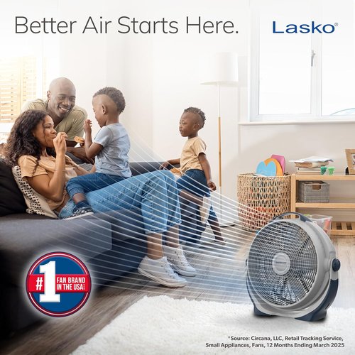 Lasko Wind Machine Fan - Powerful 20" Air Circulator with 3 Speed Settings | Gray Color